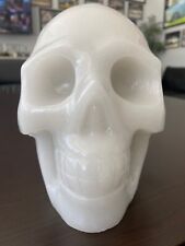 US SELLER LARGE OVER 10 LBS Hand Carved WHITE JADE Crystal Skull 7 X 5 X 6.125 picture