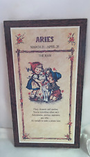 Vintage ARIES The Ram Horoscope Wall Art 3/21-4/20 Evans Retro Plaque Kitsch Kid picture