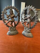 Vintage Brass Dancing Shiva Figure Statue Nataraja (2 Statues) picture