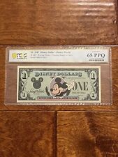 1987 $1 Vintage Disney Dollar Waving Mickey Mouse Graded by PCGS 65 PPQ Gem Unc picture