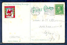 EMBOSSED CHRISTMAS CARD - POSTED 1910 BROOKLYN NY - CHRISTMAS SEAL picture