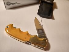 SUPER RARE AL MAR BUZZARD KNIFE 1980S IVORY MICARTA HANDLES HANDLES JAPAN picture