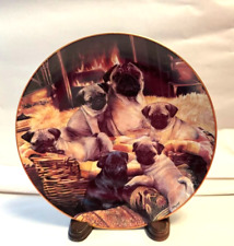Danbury Mint Limited Edition Pugs Collection Plate WARMING UP Mandie Haywood 8” picture