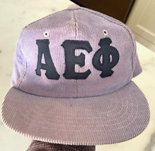 Vintage 80s Alpha Epsilon Phi Sorority Lavender Corduroy Snapback Hat picture
