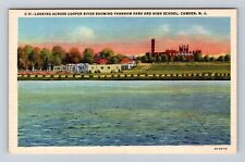 Camden NJ-New Jersey, Looking Across Cooper River, High School Vintage Postcard picture