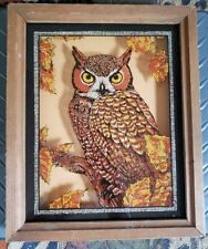 Vintage Owl Reverse Painting Shadow Box 1980s picture