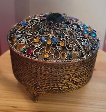 Vtg. Jeweled Filigree Box - Dazzling & Beautiful - Very Rare picture