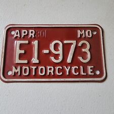 Vintage 1980 Missouri Motorcycle License Plate # E1-973.     (021) picture
