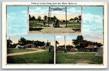 Sault Saint Marie Michigan~Tourist Camp Multiview~Entrance Sign~1920s Postcard picture