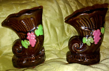 2 - Black Cornucopia Toothpick Holder Made in Occupied Japan Grape Collectible picture