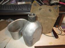 Vintage WWII WW2 US Military Army Canteen AGM 1942 CUP SM 1945 AND COVER BAKER picture