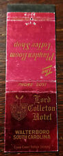 Vintage Matchcover: Lord Colleton Hotel, Walterboro, SC   53 picture