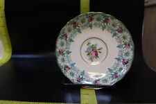 Vintage Rosina-Queen Blue Floral Bone China Footed Saucer: Pink Roses picture
