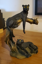 Vintage Duo Black Panther Statue marked Item #GA9012 picture