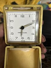 Vintage Westclox Travalarm Travel Clock 42016 TAN  Wind Up Alarm Untested  picture