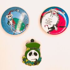 Lot Of 3 Disney Collectible Pin Jack Skellington Holiday Hats +2 Vtg Button Pins picture