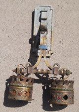 Antique 1913 Iron Wall Sconce Light Fixture / Hanging Lamp - POLYCHROME - RARITY picture