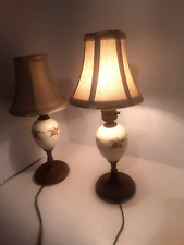 Set of Two Antique Porcelain Ostrich Egg Brass Table Lamps picture