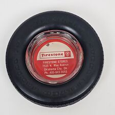 Vintage Firestone Truck Tractor Tire Rubber Ashtray Glass Red Oklahoma City OK picture