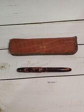 Vintage Parker 36 Pink Red Marbled Fountain Pen Made In USA With Leather Case picture