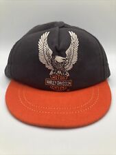 Vintage Harley Davidson Hat Black & Orange Paw Pals USA Snapback Eagle Logo picture