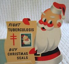 Vtg Red Cross Christmas Seals Die Cut Santa Claus Stand Up Card Display Fight TB picture