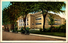 Vintage C. 1920's Street View Old Cars High School, Oneonta New York NY Postcard picture