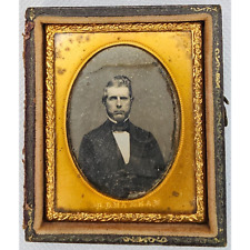 Antique 1/9th Plate Daguerreotype of Man with Full Case picture
