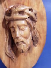 Olive Wood Hand Carved Jesus Wall Plaque from Bethlehem - Isriel 4 3/4'' picture