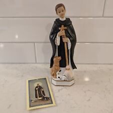 Vintage Saint Martin De Porres Porcelain Religious Statue w/ Prayer Card 8