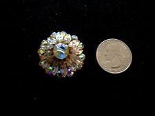 4 VINTAGE AURORA MARQUISE RHINESTONE GOLD TONE BUTTONS 1.25″ IN SIZE picture