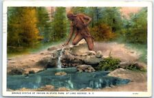 Postcard - Bronze Statue of Indian in State Park, at Lake George, New York, USA picture