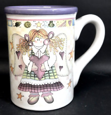 Vintage Angel Love Coffee Tea Mug Large  Hearts Decorative Heavy EUC picture
