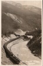 RPPC Kicking Horse Canyon Train  Under Power Real Photo Postcard Railroad picture