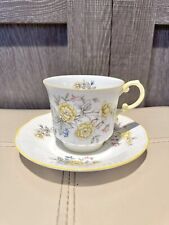 Queen's Rosina Yellow Rose Primrose Ribbed Footed Teacup & Saucer picture