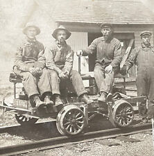 RPPC Photo Railroad Handcar Pump Trolley Mechanics X558 Occupational c1904-18 picture