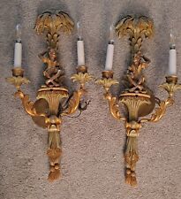 Exquisite Pair of Italian Hand-Carved Wooden Monkey Sconces picture