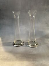 VTG Pair Of Glass Bud Vases Silver Plated Ring At Base Of Vase picture