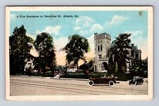 Atlanta GA-Georgia, A Fine Residence on Peachtree St, Vintage PC c1927 Postcard picture