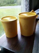 2 Vintage TUPPERWARE Servalier Nesting Canister Set with lids...Harvest Yellow picture