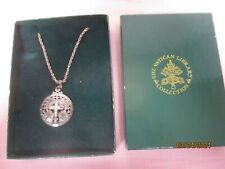 VATICAN LIBRARY COLLECTION GOLD/silver TONE & CRYSTAL REGAL CROSS NECKLACE picture