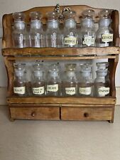 Vintage Wooden Spice Rack With Jars picture