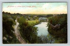 Orange MA, Birdâs Eye View of Millers River, Vintage Massachusetts Postcard picture