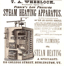 1882-83 T A Wheelock Low Pressure Steam Heating Apparatus Chittenden Co VT picture