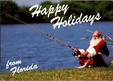 Postcard Santa Claus Fishing in Florida RPPC picture