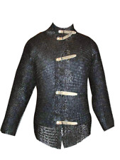 Flat Riveted Chain Mail Shirt Extra Large Hubergion Front Open Blackened picture