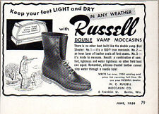 1958 Vintage Ad Russell Double Vamp Moccasins Hunting Boots Berlin,WI picture