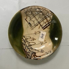 Antique Japanese Hand Painted Oribe Bowl Signed c. early-mid 20th century picture