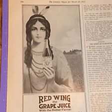 Antique Print Ad Puritan Food Red Wing Grape Juice 1915 Indian Maid Fredonia NY picture