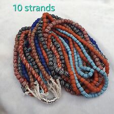AA Lot10 Strands Vintage AFRICAN Multicolor Stripes GLASS BEADS 7-9MM necklace picture